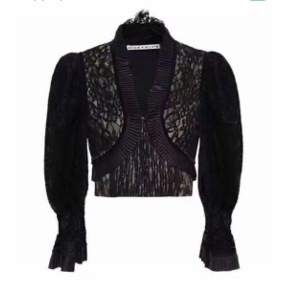 Alice + olivia black lace cropped top size M runs small - Picture 2 of 10